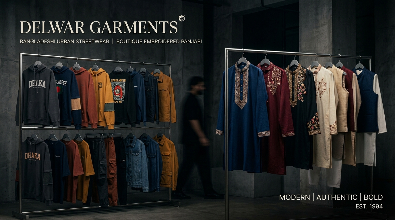 Delwar Garments - Bangladeshi Urban Streetwear and Boutique Embroidered Panjabi Showroom